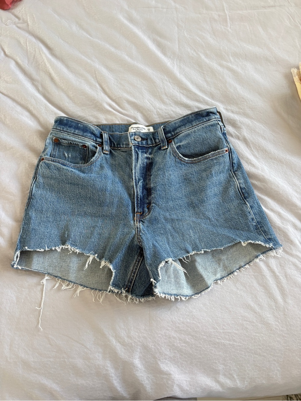 Abercrombie & Fitch Distressed Light Blue Denim Shorts